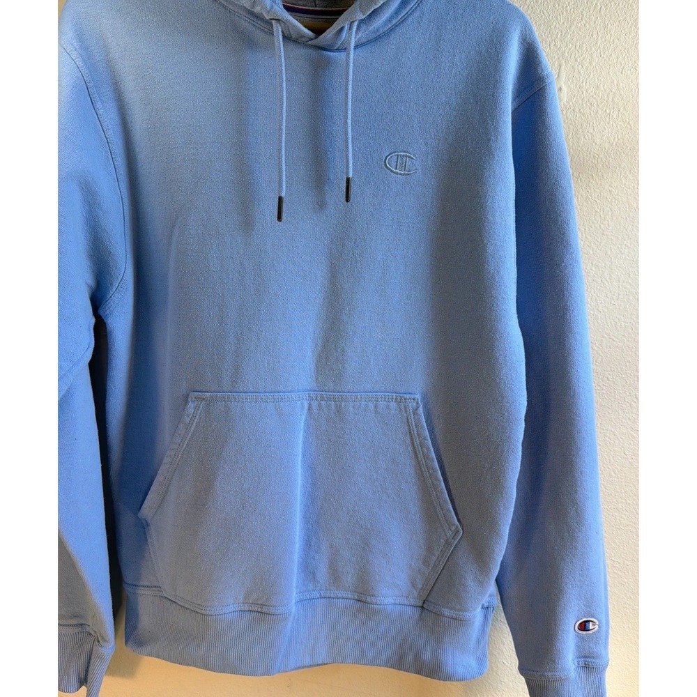 Champion Powerblend Hoodie Men's Small Swiss Blue Embroidered C Logo Fleece